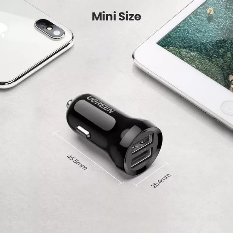 Ugreen 50875 mobilās ierīces lādētājs MP4, mobilais dators Melns Cigarešu aizdedzinātāja ligzda Auto