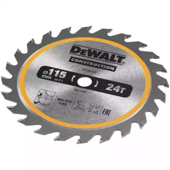 Riņķveida zāģa asmens DeWALT DT20420-QZ 11,5 cm kokam