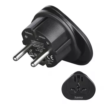 Hama 00223454 strāvas kontaktdakšas adapteris tips E/F universāls melns