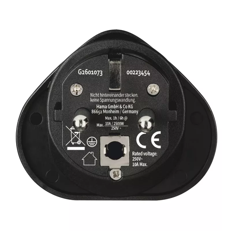 Hama 00223454 strāvas kontaktdakšas adapteris tips E/F universāls melns