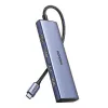 USB Type-C centrmezgls UGREEN 20956A ar HDMI un USB 3.0, 5 Gbps, 4K 3840x2160, sudraba krāsā