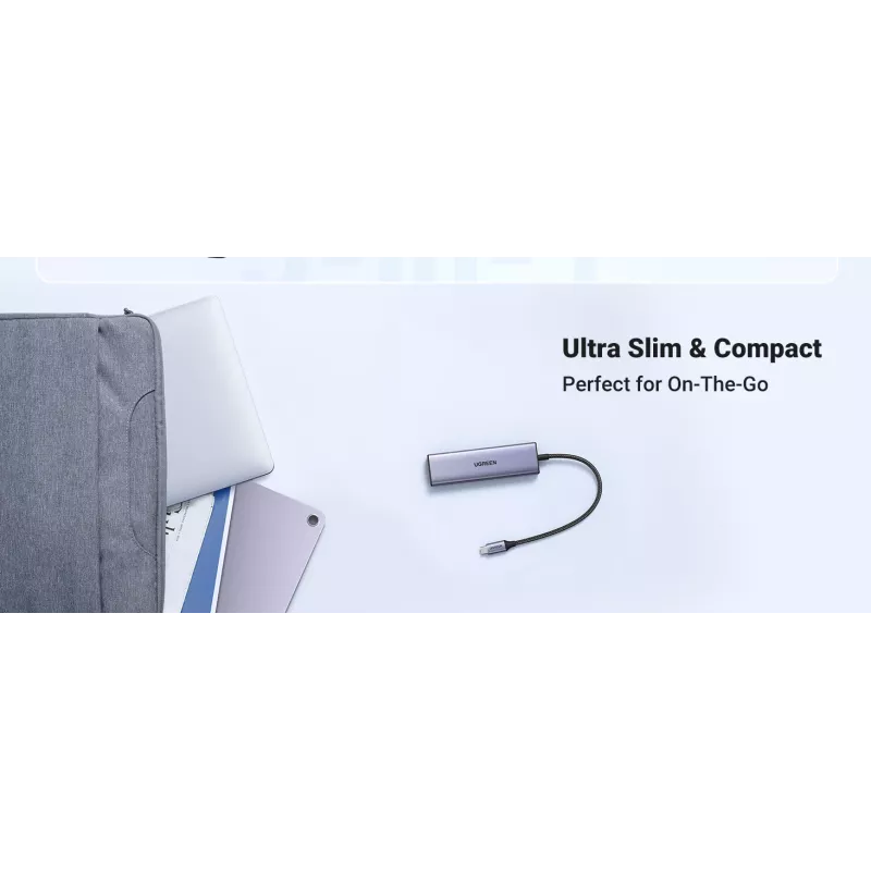 USB Type-C centrmezgls UGREEN 20956A ar HDMI un USB 3.0, 5 Gbps, 4K 3840x2160, sudraba krāsā