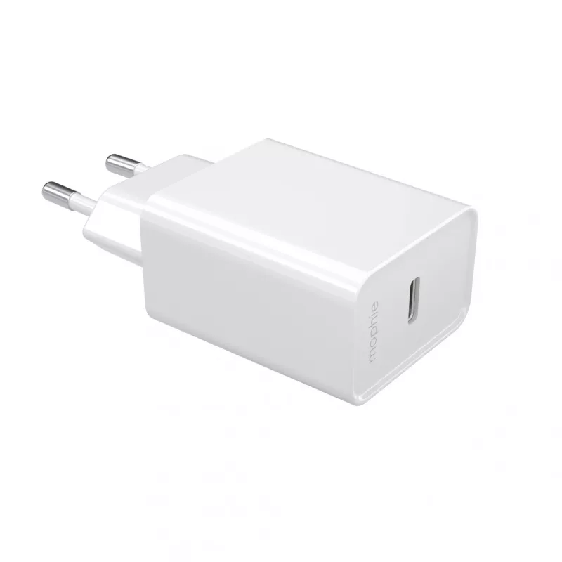 mophie essentials 20W USB-C PD tīkla adapteris, universāls, balts, maiņstrāva, ātrā uzlāde, iekštelpām