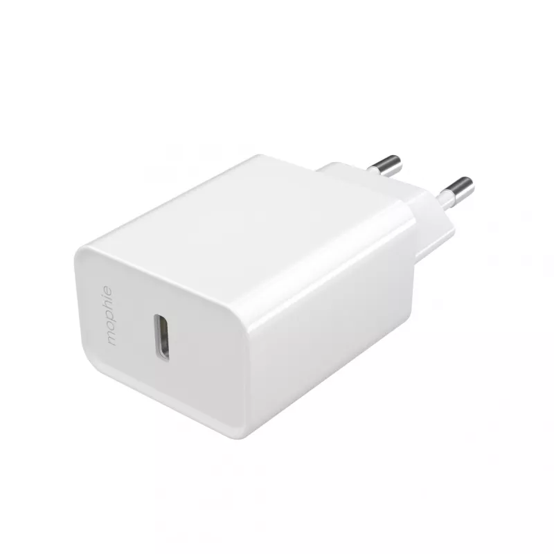 mophie essentials 20W USB-C PD tīkla adapteris, universāls, balts, maiņstrāva, ātrā uzlāde, iekštelpām