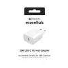 mophie essentials 20W USB-C PD tīkla adapteris, universāls, balts, maiņstrāva, ātrā uzlāde, iekštelpām