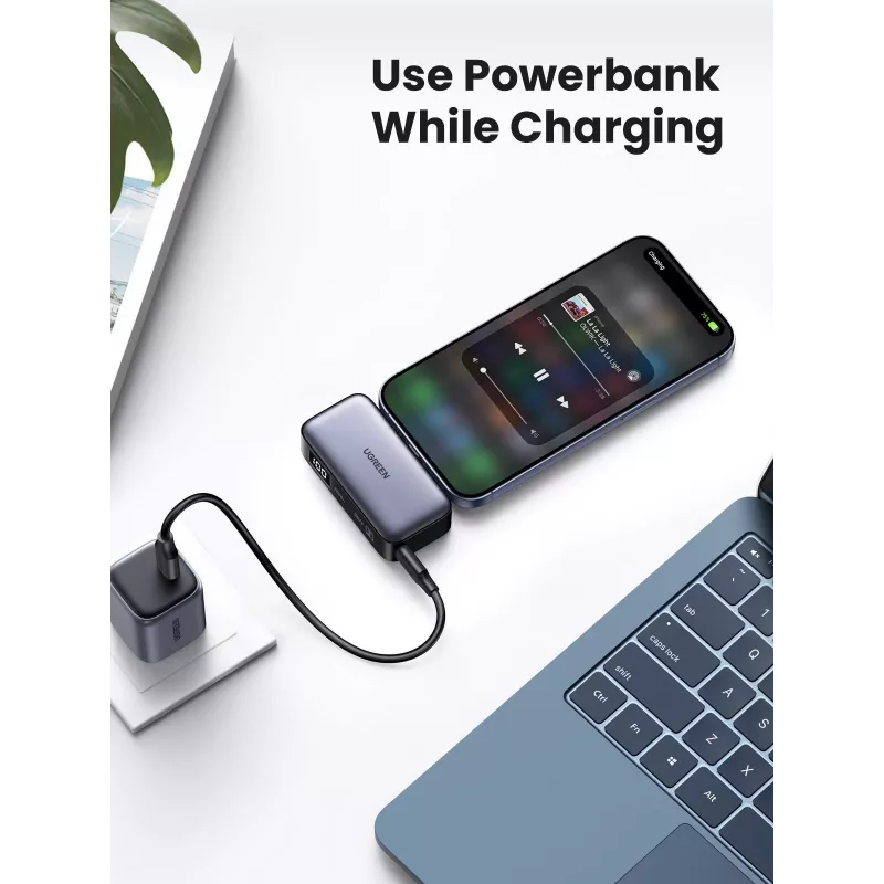 Ārējais akumulators UGREEN 35338, 5000 mAh, pelēks, pārnēsājams akumulators viedtālrunim, vienas ierīces izvade
