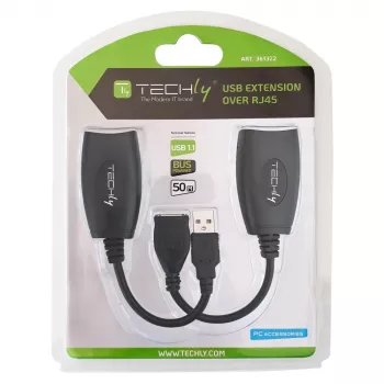 Techly IUSB-EXTENDTY5 kabeļa savienotāju pārveidotājs USB RJ-45 melns