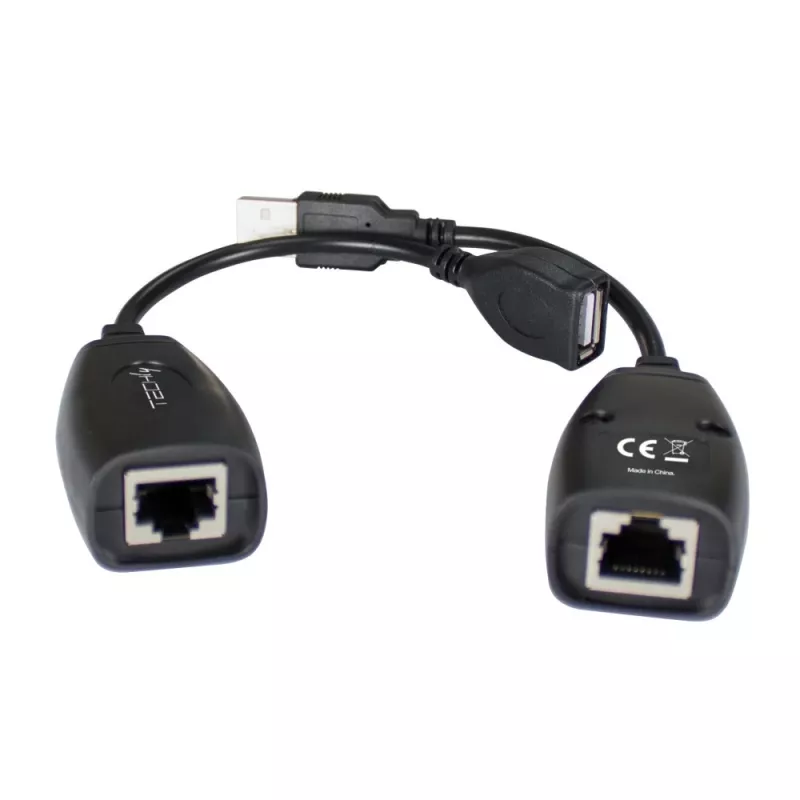 Techly IUSB-EXTENDTY5 kabeļa savienotāju pārveidotājs USB RJ-45 melns