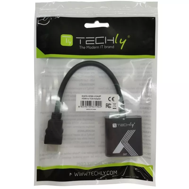 Techly kabeļa adapteris Converter HDMI to VGA Melns 0.1m 1920x1200 60Hz