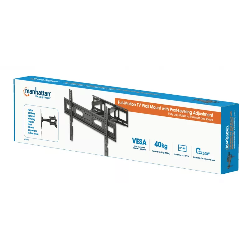 Manhattan TV & Monitor Mount Wall Full Motion 1 ekrāns 37-65 Melna VESA 100x100 līdz 600x400mm Maks. 40kg