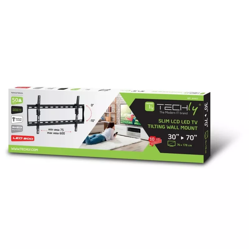 Techly ICA-PLB 261L TV stiprinājums/statīvs 177,8 cm (70 collas) Melns