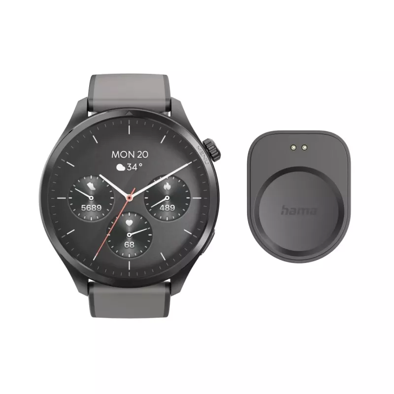 Hama 9000 3,63 cm (1,43 collas) AMOLED 52 mm Digitālais skārienekrāns Antracīta GPS (satelīts)