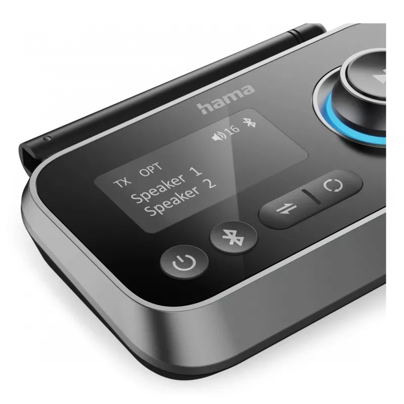 Bezvadu audio raidītājs/uztvērējs HAMA Link.it duo 3,5 mm, Bluetooth, 10 m diapazons, USB barošana, melns