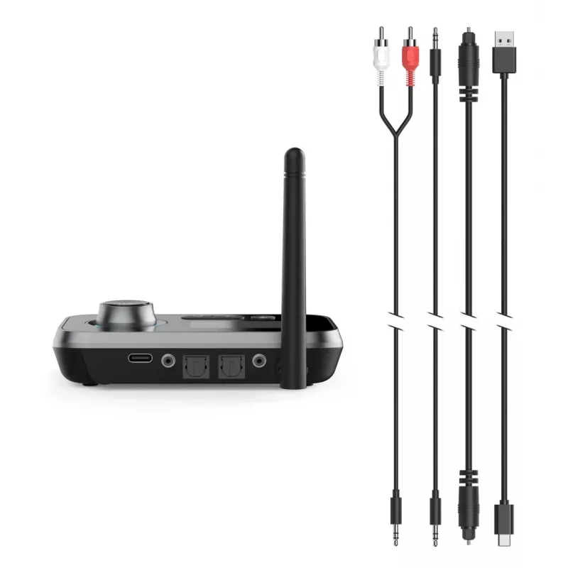 Bezvadu audio raidītājs/uztvērējs HAMA Link.it duo 3,5 mm, Bluetooth, 10 m diapazons, USB barošana, melns