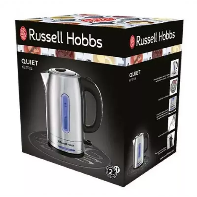 Elektriskā tējkanna Russell Hobbs 1,7 L 2400 W nerūsējošais tērauds, ūdens līmeņa indikators, 360° pamatne