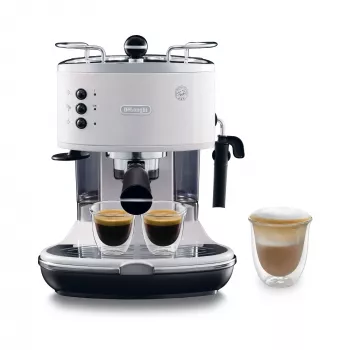 Espresso kafijas automāts De’Longhi ECO 311.W — manuāls 15 bāri, 1,4 l ūdens tvertne, 2 krūzēm, sildīšanas funkcija, darbvirsmai