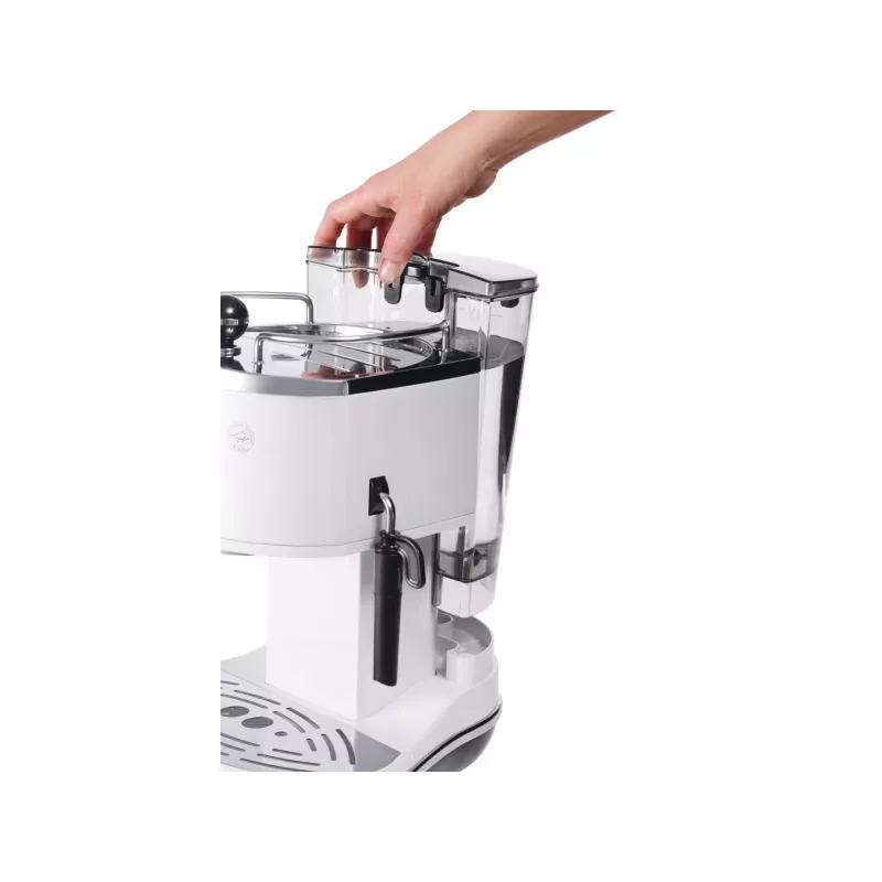 Espresso kafijas automāts De’Longhi ECO 311.W — manuāls 15 bāri, 1,4 l ūdens tvertne, 2 krūzēm, sildīšanas funkcija, darbvirsmai