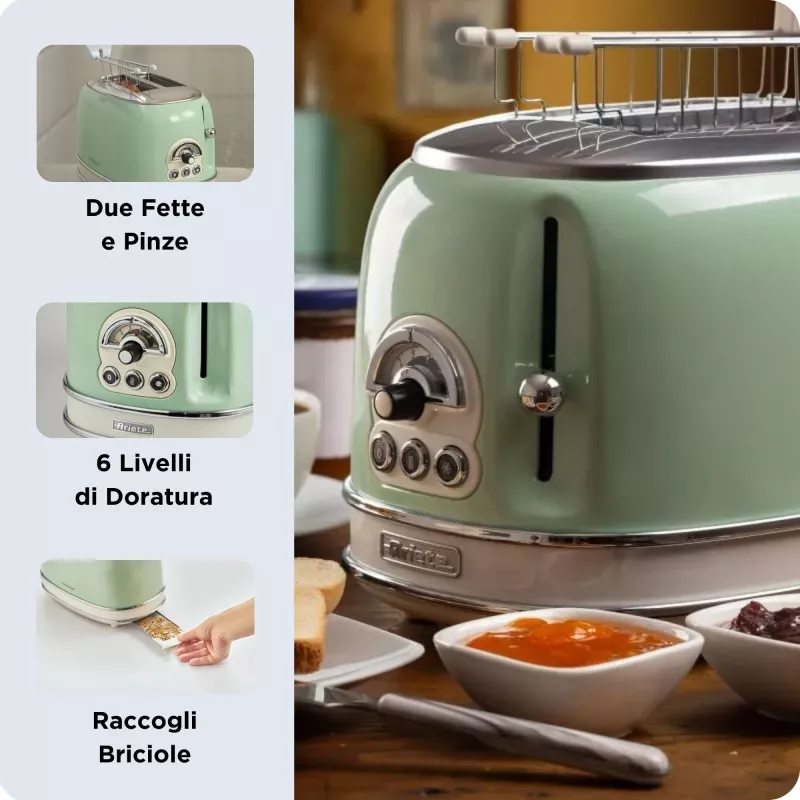 Ariete 0155/04 6 2 šķēle(-es) 810 W Zaļš