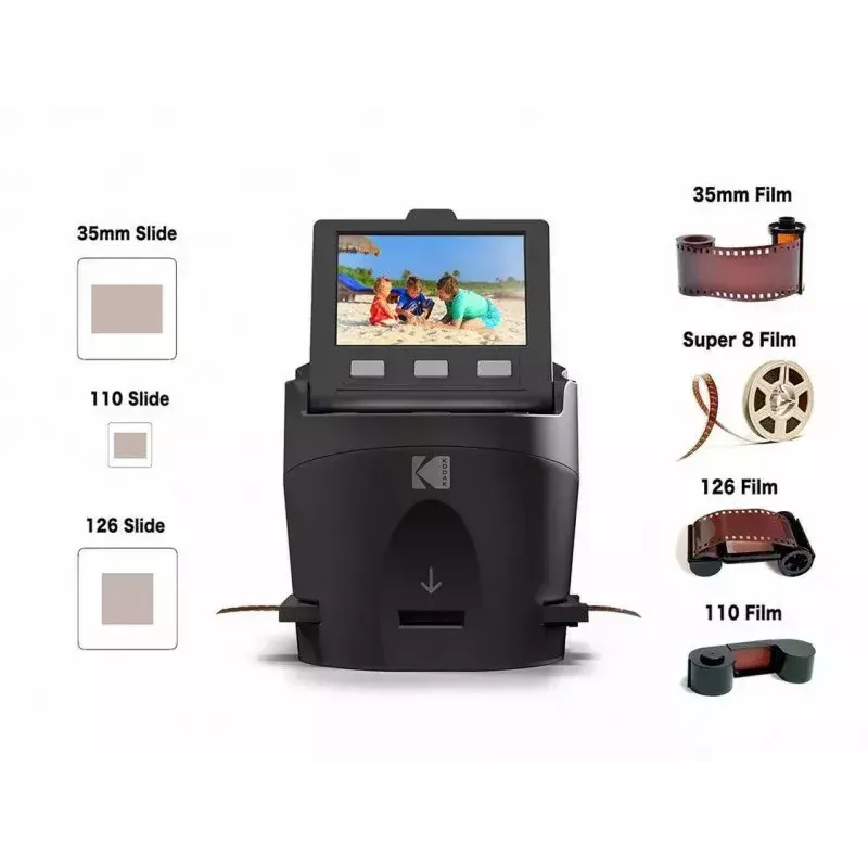 Filmu skeneris Kodak Scanza RODFS35EU 14 MP izšķirtspēja 35 mm, 110, 126, Super 8 un 8 mm filmām