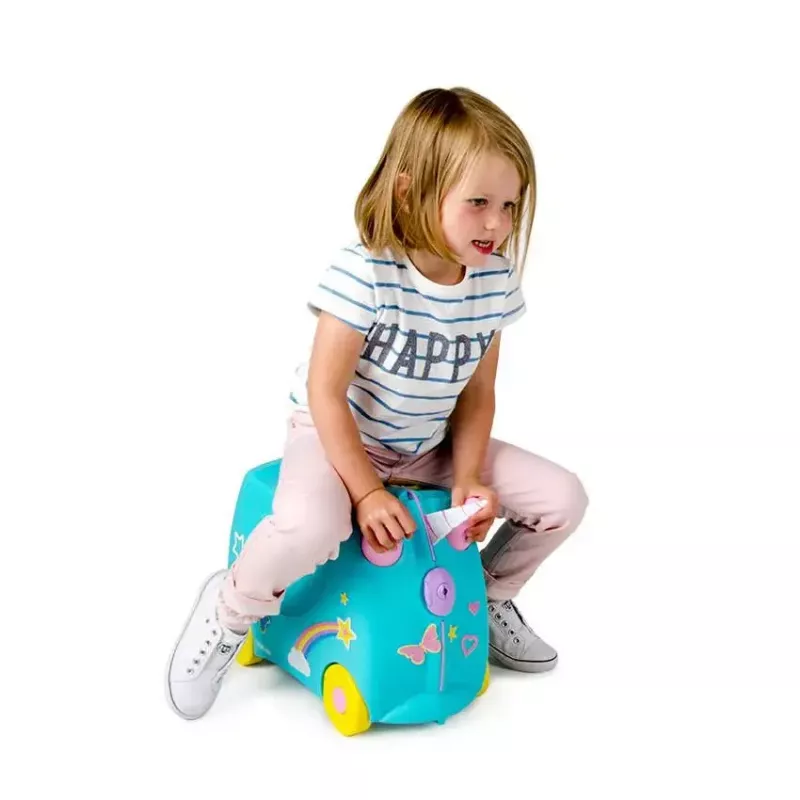 Čemodāns Trunki Una the Unicorn 4 riteņi 18L Rozā Tirkīzzaļa Dzeltena