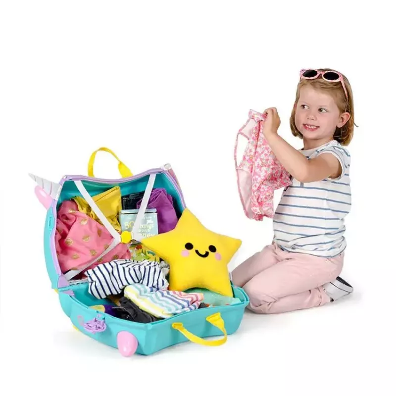 Čemodāns Trunki Una the Unicorn 4 riteņi 18L Rozā Tirkīzzaļa Dzeltena