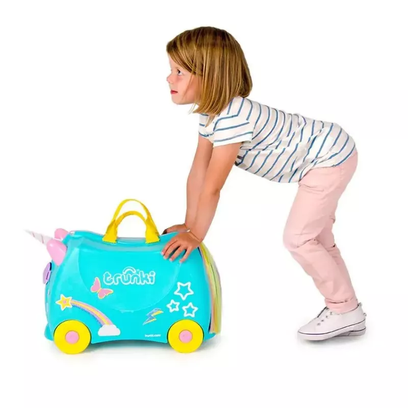 Čemodāns Trunki Una the Unicorn 4 riteņi 18L Rozā Tirkīzzaļa Dzeltena