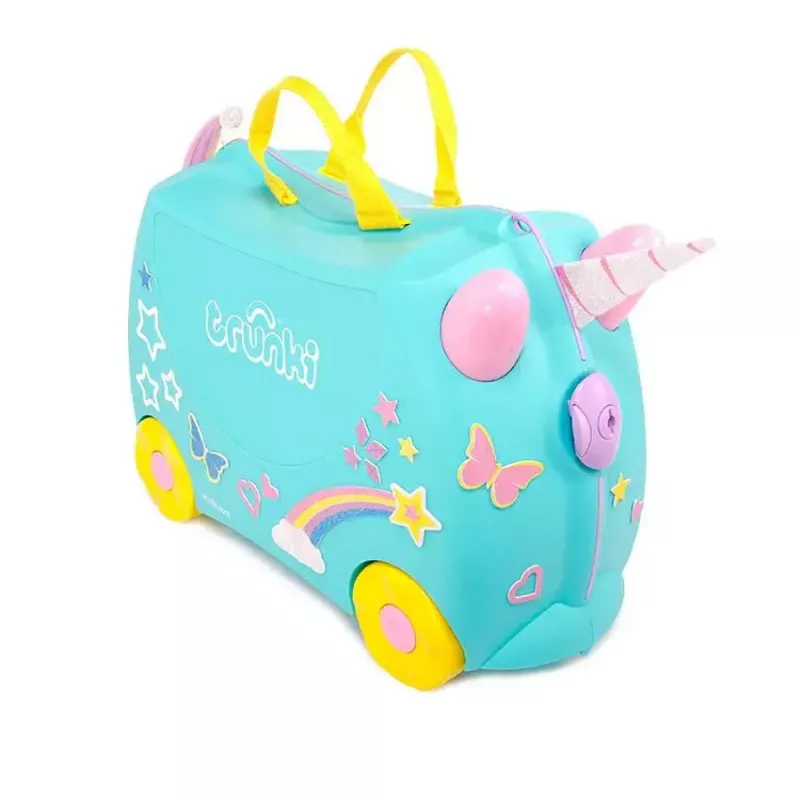 Čemodāns Trunki Una the Unicorn 4 riteņi 18L Rozā Tirkīzzaļa Dzeltena