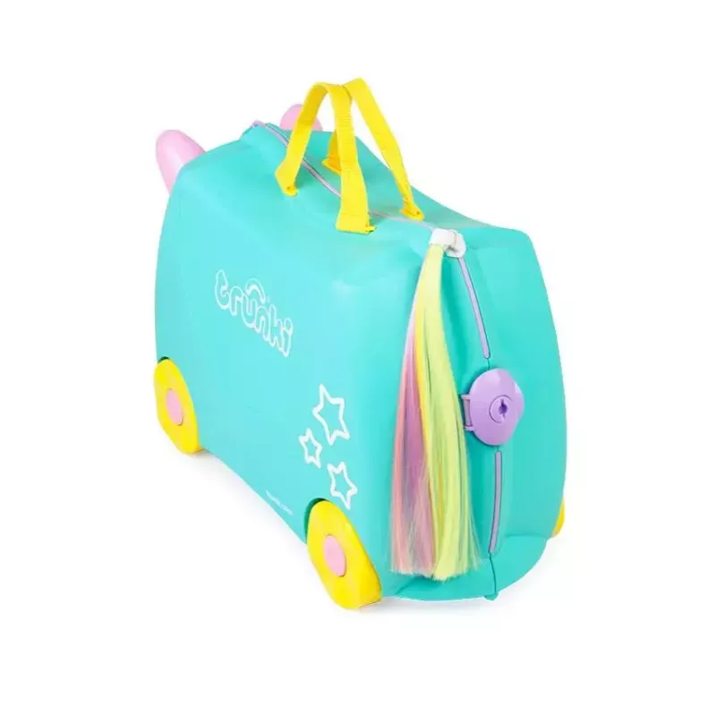 Čemodāns Trunki Una the Unicorn 4 riteņi 18L Rozā Tirkīzzaļa Dzeltena