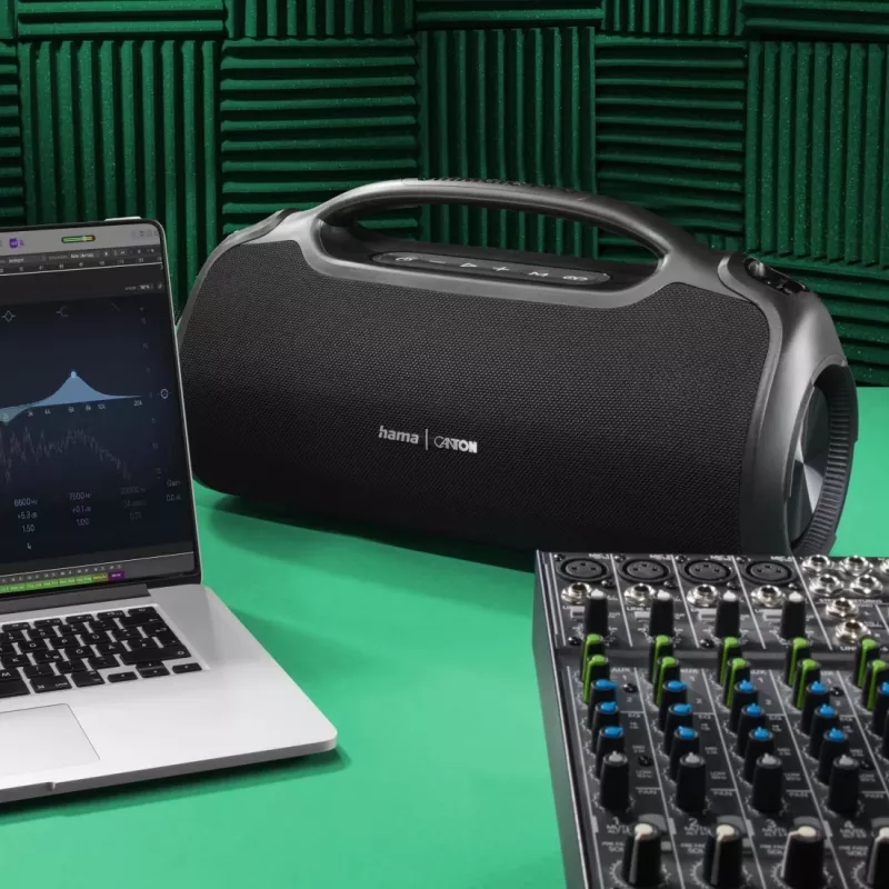 Ballīšu skaļrunis HAMA UltiMate Pro 120 W, bezvadu Bluetooth, ūdensizturīgs, iebūvēts akumulators, USB-C uzlāde