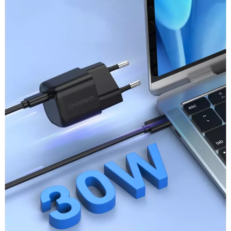 Lādētājs CHOETECH PD5007 30W USB-C Power Delivery ātra uzlāde viedtālruņiem un planšetdatoriem