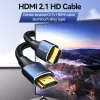 HDMI kabelis Vention 8K 48Gbps HDMI 2.1 Kokvilnas pinums Vīrs-uz-Vīrs 1 m Zils Alumīnijs