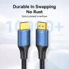 HDMI kabelis Vention 8K 48Gbps HDMI 2.1 Kokvilnas pinums Vīrs-uz-Vīrs 1 m Zils Alumīnijs