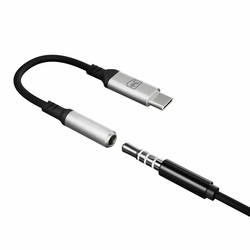 3,5 mm USB kabelis 3MK Jack 3,5 mm 1 gab. USB-C uz Jack 3,5 mm