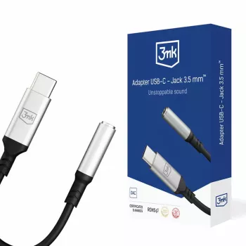 3,5 mm USB kabelis 3MK Jack 3,5 mm 1 gab. USB-C uz Jack 3,5 mm