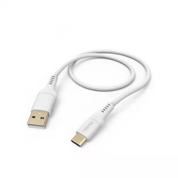 Hama Flexible USB kabelis USB 2.0 1.5 m USB A USB C Balts