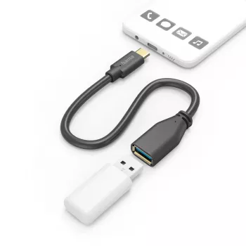 Hama 00201605 USB kabelis USB 3.2 Gen 1 (3.1 Gen 1) 0,15 m USB C USB A Melns
