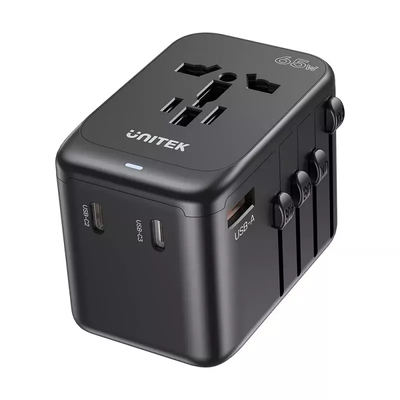 Strāvas kontaktdakšu adapteris UNITEK P1122ABK01 Universāls Melns C G I tipa