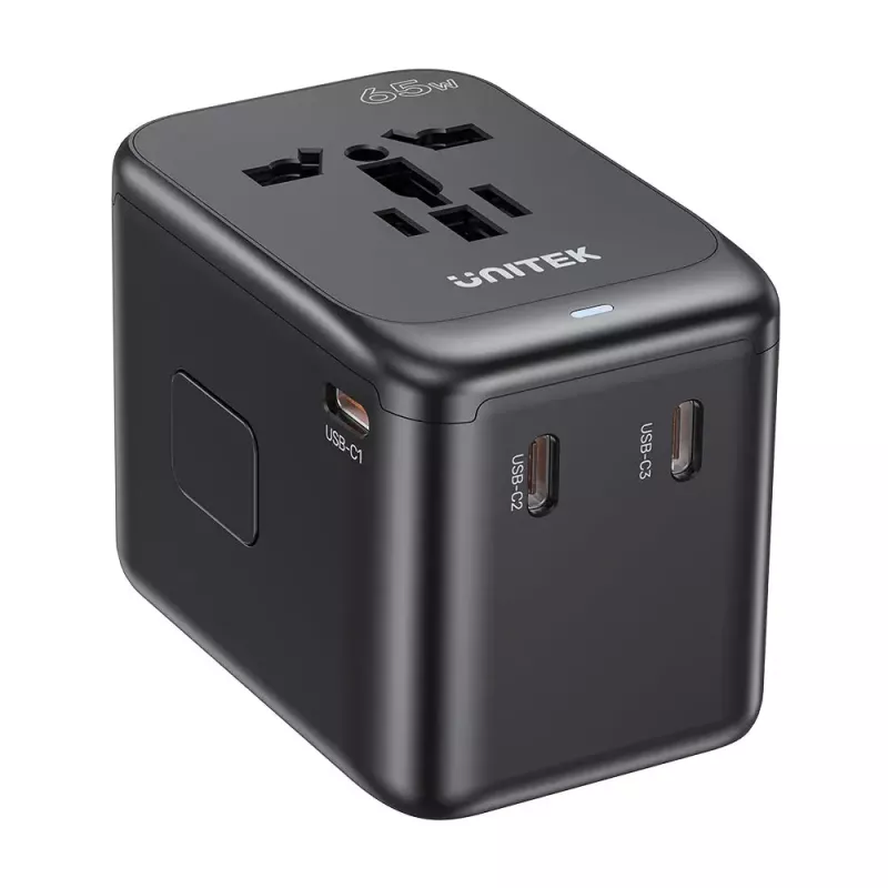 Strāvas kontaktdakšu adapteris UNITEK P1122ABK01 Universāls Melns C G I tipa