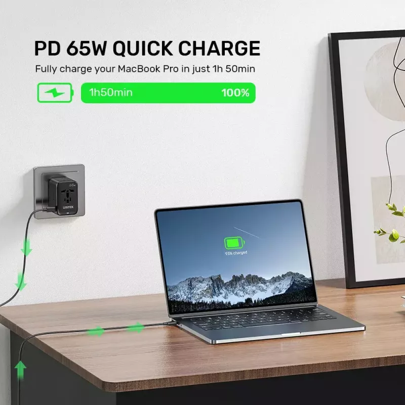 Strāvas kontaktdakšu adapteris UNITEK P1122ABK01 Universāls Melns C G I tipa