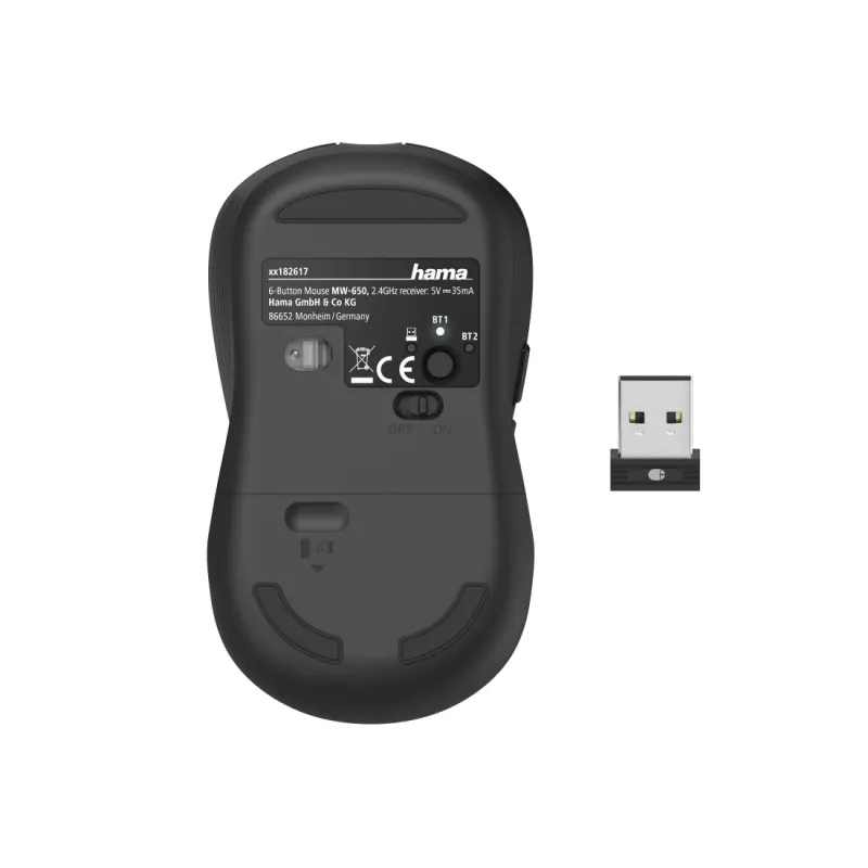 Hama MW-650 pele Birojs Labās rokas Bluetooth + USB Type-A Optiskā 2400 DPI