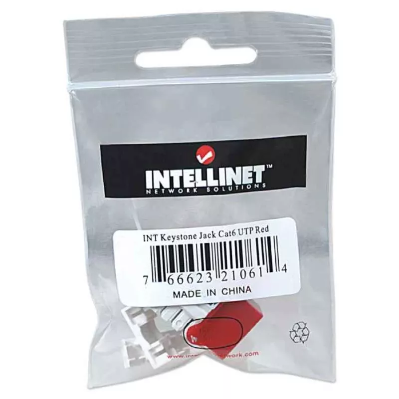 Intellinet Keystone Jack, Cat6, UTP, Punch-down, sarkans