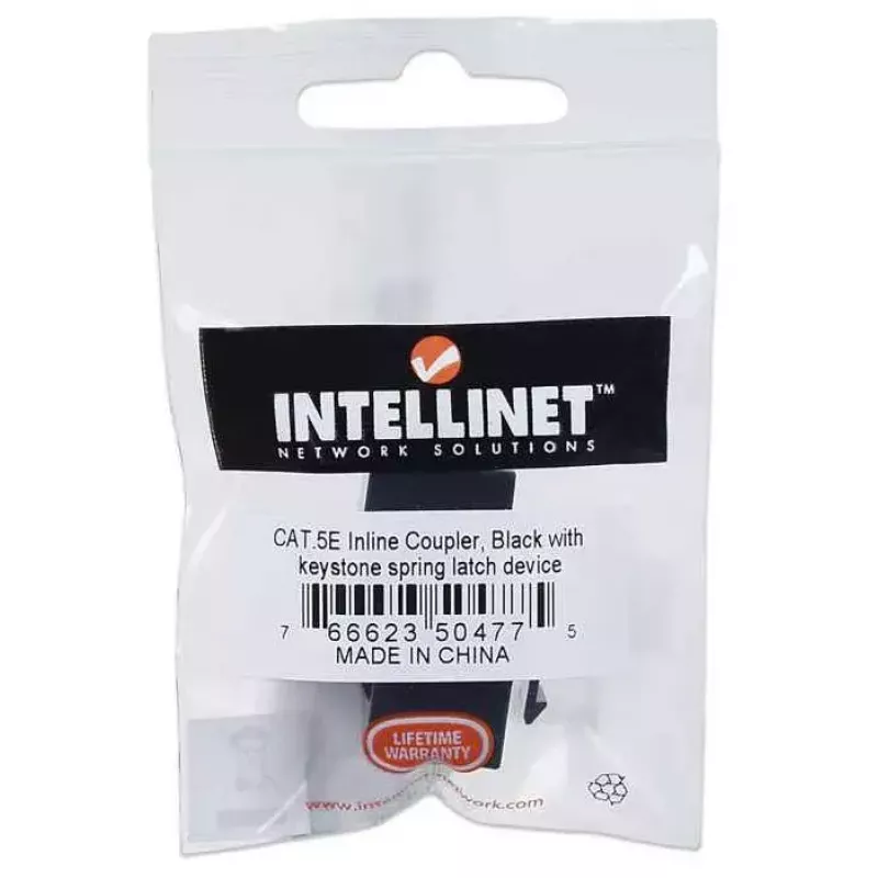 Intellinet Inline Coupler, Cat5e, UTP, Keystone Type, 8P8C Female to 8P8C Female, Melns