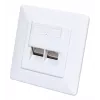 Intellinet 2-portu Cat6 10G ekranēta RJ45 sienas ligzda, padziļinājumā montējama, ar priekšējo paneli, STP, signālbalts RAL9003