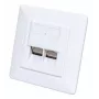 Intellinet 2-portu Cat6 10G ekranēta RJ45 sienas ligzda, padziļinājumā montējama, ar priekšējo paneli, STP, signālbalts RAL9003