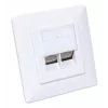 Intellinet 2-portu Cat6 10G ekranēta RJ45 sienas ligzda, padziļinājumā montējama, ar priekšējo paneli, STP, signālbalts RAL9003