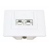 Intellinet 2-portu Cat6 10G ekranēta RJ45 sienas ligzda, padziļinājumā montējama, ar priekšējo paneli, STP, signālbalts RAL9003