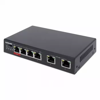 Intellinet 6 portu ātrdarbīgs Ethernet slēdzis ar 4 PoE portiem, 65 W jaudas budžets