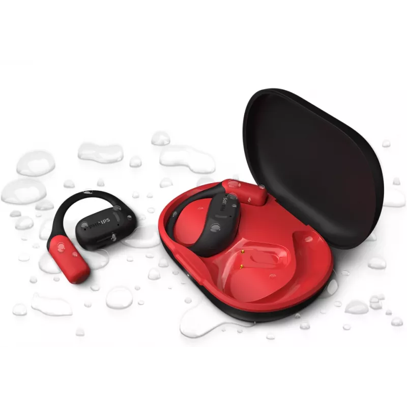 Philips 6000 sērijas TAA6709BK/00 austiņas/auss komplekts True Wireless Stereo (TWS) Āķa sporta Bluetooth Melns, Sarkans