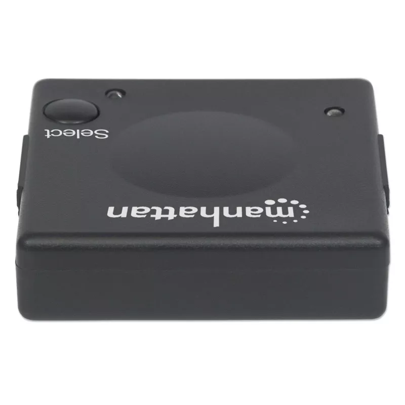 Manhattan HDMI pārslēdzējs, 2 portu, 1080p, savieno 2 HDMI avotus ar 1 displeju, automātiska un manuāla pārslēgšanās (ar pogu), nav nepieciešama ārēja barošana, melns, trīs gadu garantija