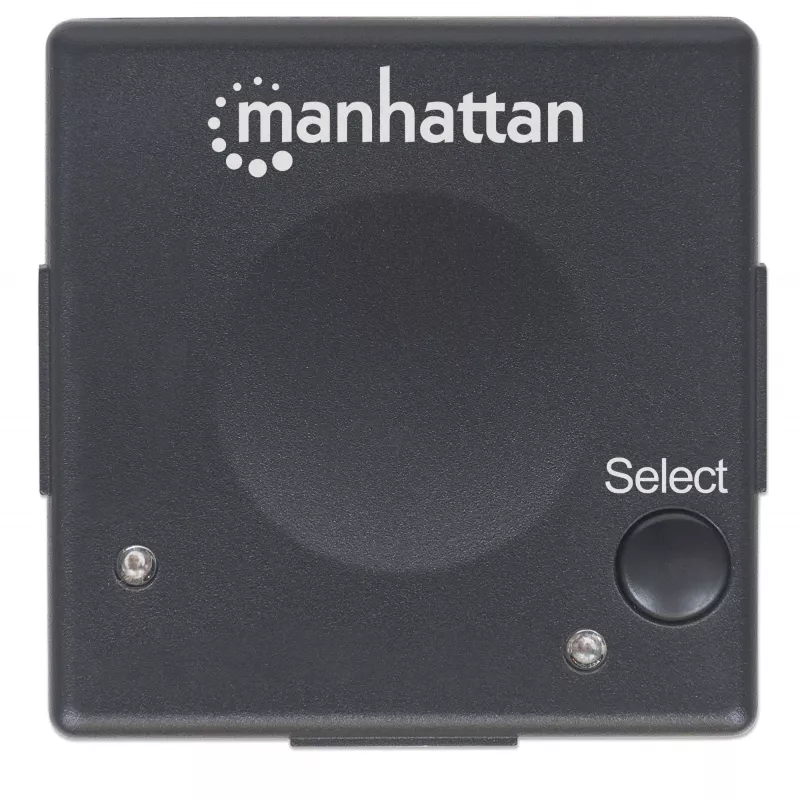Manhattan HDMI pārslēdzējs, 2 portu, 1080p, savieno 2 HDMI avotus ar 1 displeju, automātiska un manuāla pārslēgšanās (ar pogu), nav nepieciešama ārēja barošana, melns, trīs gadu garantija